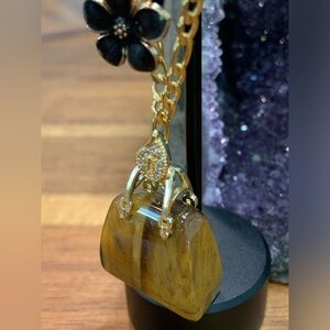 Handmade Tigers Eye mini handbag Necklace